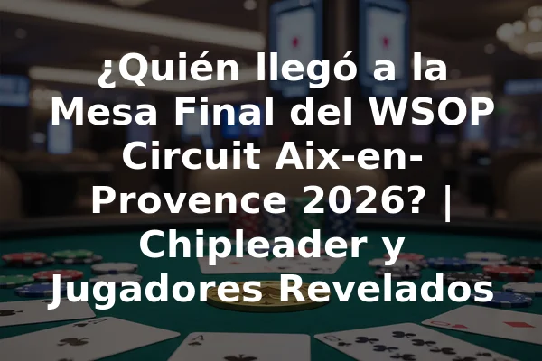 ¿Quién llegó a la Mesa Final del WSOP Circuit Aix-en-Provence 2026? | Chipleader y Jugadores Revelados