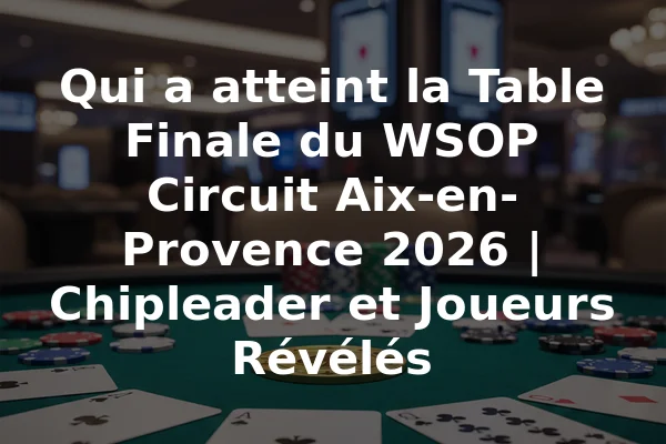 Qui a atteint la Table Finale du WSOP Circuit Aix-en-Provence 2026 | Chipleader et Joueurs Révélés