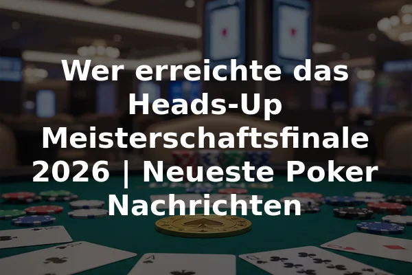 Wer erreichte das Heads-Up Meisterschaftsfinale 2026 | Neueste Poker Nachrichten