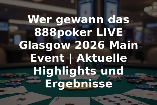 Wer gewann das 888poker LIVE Glasgow 2026 Main Event | Aktuelle Highlights und Ergebnisse