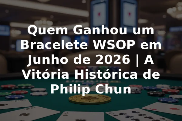 Quem Ganhou um Bracelete WSOP em Junho de 2026 | A Vitória Histórica de Philip Chun