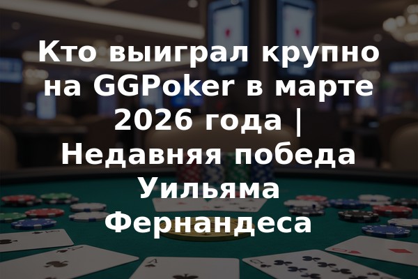 Кто выиграл крупно на GGPoker в марте 2026 года | Недавняя победа Уильяма Фернандеса