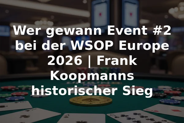 Wer gewann Event #2 bei der WSOP Europe 2026 | Frank Koopmanns historischer Sieg