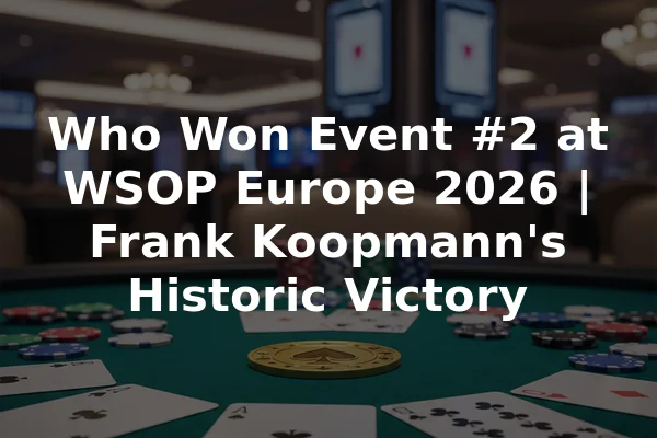Who Won Event #2 at WSOP Europe 2026 | Frank Koopmann's Historic Victory