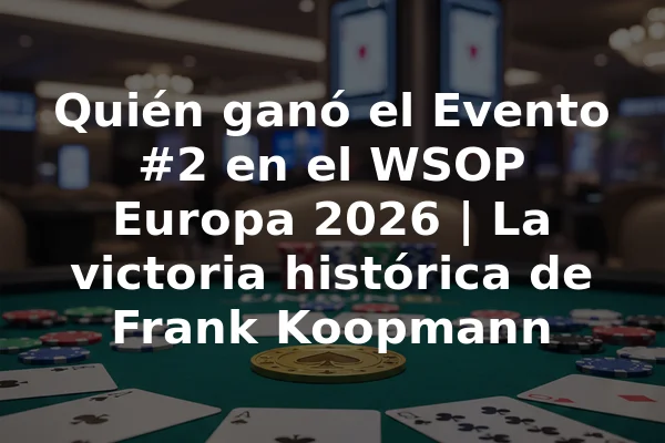 Quién ganó el Evento #2 en el WSOP Europa 2026 | La victoria histórica de Frank Koopmann