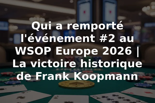 Qui a remporté l'événement #2 au WSOP Europe 2026 | La victoire historique de Frank Koopmann