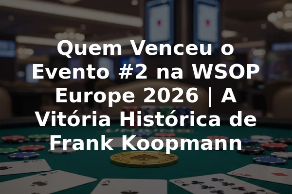 Quem Venceu o Evento #2 na WSOP Europe 2026 | A Vitória Histórica de Frank Koopmann