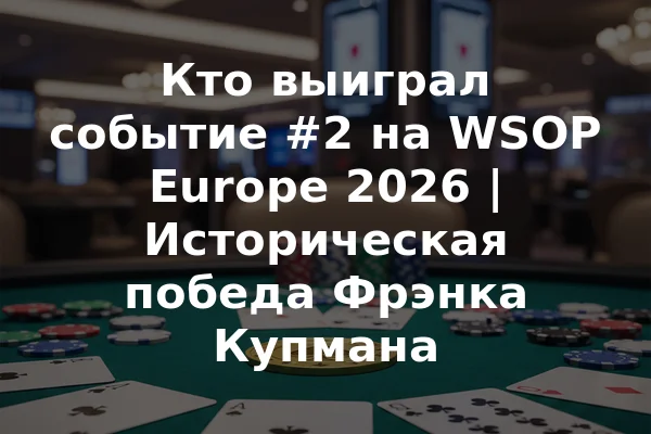 Кто выиграл событие #2 на WSOP Europe 2026 | Историческая победа Фрэнка Купмана