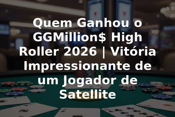 Quem Ganhou o GGMillion$ High Roller 2026 | Vitória Impressionante de um Jogador de Satellite