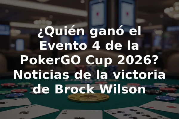 ¿Quién ganó el Evento 4 de la PokerGO Cup 2026? Noticias de la victoria de Brock Wilson