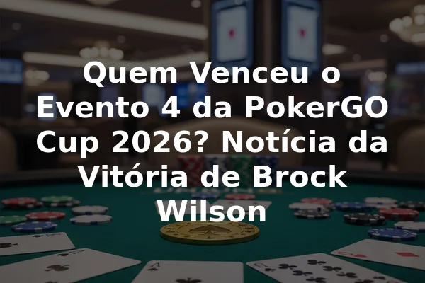 Quem Venceu o Evento 4 da PokerGO Cup 2026? Notícia da Vitória de Brock Wilson
