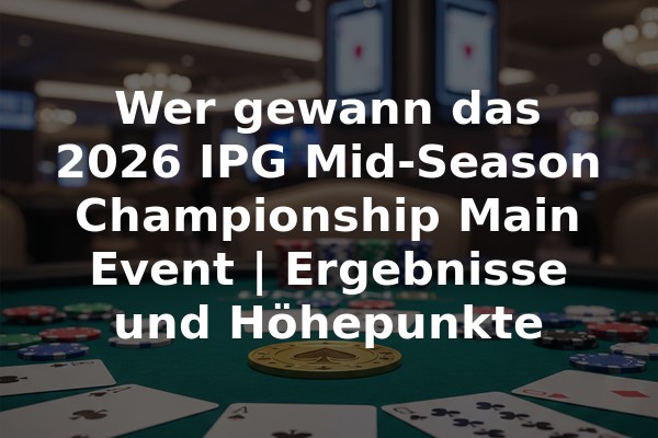 Wer gewann das 2026 IPG Mid-Season Championship Main Event | Ergebnisse und Höhepunkte