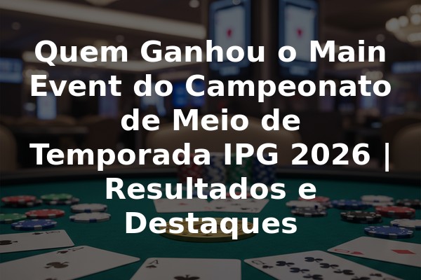 Quem Ganhou o Main Event do Campeonato de Meio de Temporada IPG 2026 | Resultados e Destaques