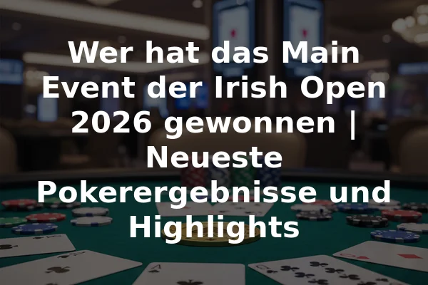 Wer hat das Main Event der Irish Open 2026 gewonnen | Neueste Pokerergebnisse und Highlights