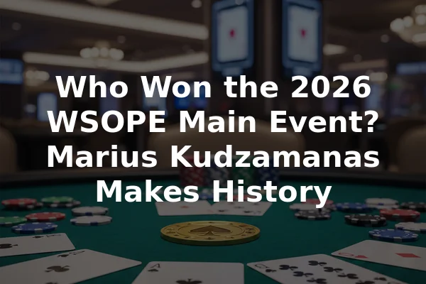 Who Won the 2026 WSOPE Main Event? Marius Kudzamanas Makes History