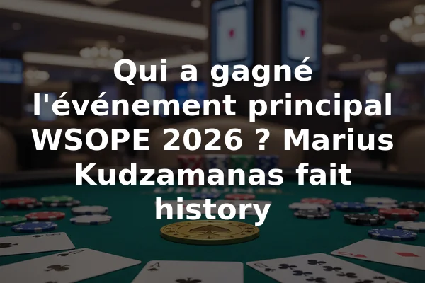 Qui a gagné l'événement principal WSOPE 2026 ? Marius Kudzamanas fait history