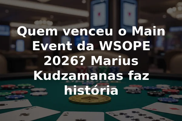 Quem venceu o Main Event da WSOPE 2026? Marius Kudzamanas faz história