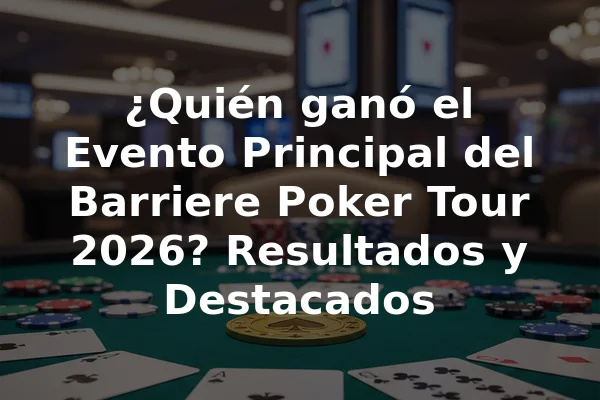 ¿Quién ganó el Evento Principal del Barriere Poker Tour 2026? Resultados y Destacados