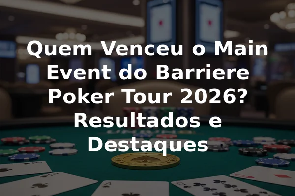 Quem Venceu o Main Event do Barriere Poker Tour 2026? Resultados e Destaques