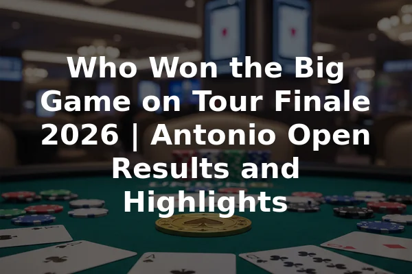 Who Won the Big Game on Tour Finale 2026 | Antonio Open Results and Highlights