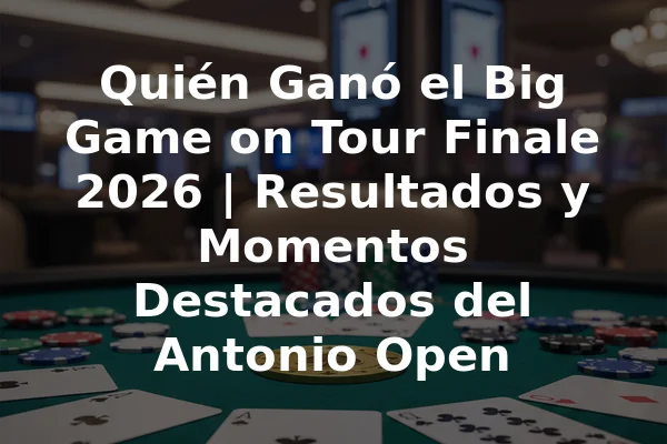Quién Ganó el Big Game on Tour Finale 2026 | Resultados y Momentos Destacados del Antonio Open