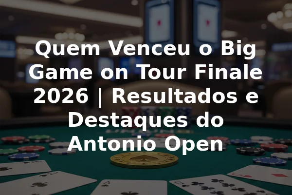 Quem Venceu o Big Game on Tour Finale 2026 | Resultados e Destaques do Antonio Open