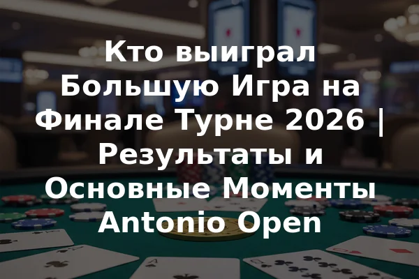 Кто выиграл Большую Игра на Финале Турне 2026 | Результаты и Основные Моменты Antonio Open