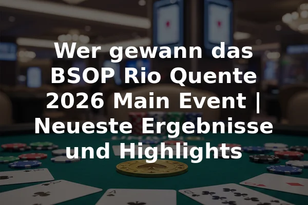 Wer gewann das BSOP Rio Quente 2026 Main Event | Neueste Ergebnisse und Highlights