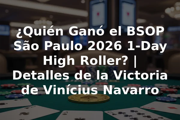 ¿Quién Ganó el BSOP São Paulo 2026 1-Day High Roller? | Detalles de la Victoria de Vinícius Navarro