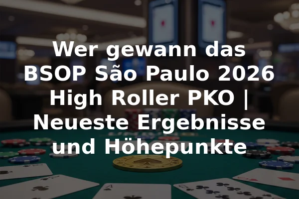 Wer gewann das BSOP São Paulo 2026 High Roller PKO | Neueste Ergebnisse und Höhepunkte