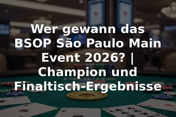 Wer gewann das BSOP São Paulo Main Event 2026? | Champion und Finaltisch-Ergebnisse