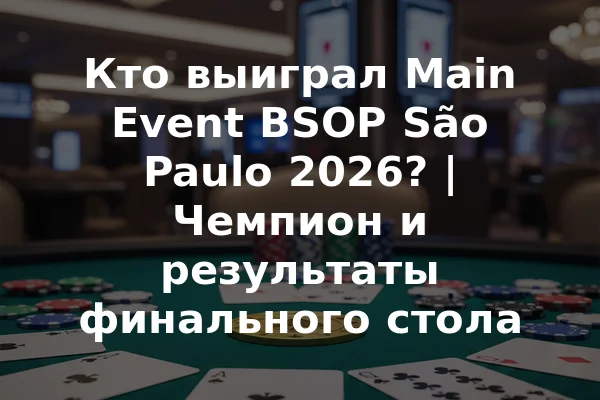 Кто выиграл Main Event BSOP São Paulo 2026? | Чемпион и результаты финального стола