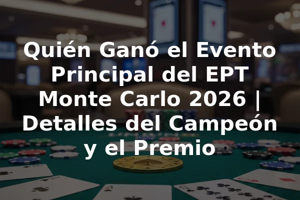 Quién Ganó el Evento Principal del EPT Monte Carlo 2026 | Detalles del Campeón y el Premio