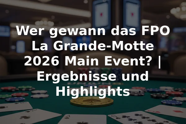 Wer gewann das FPO La Grande-Motte 2026 Main Event? | Ergebnisse und Highlights