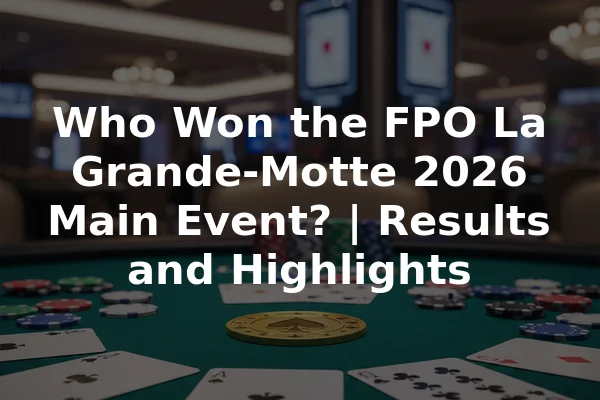 Who Won the FPO La Grande-Motte 2026 Main Event? | Results and Highlights