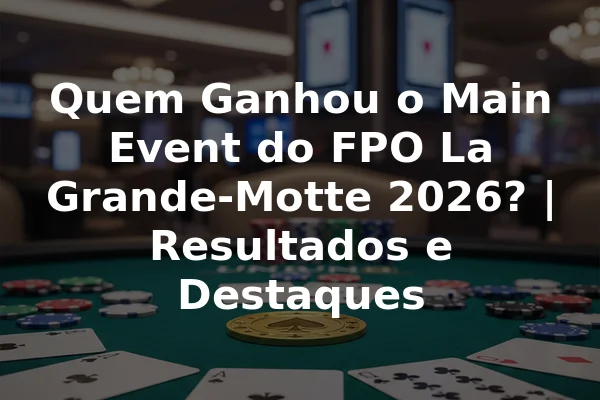 Quem Ganhou o Main Event do FPO La Grande-Motte 2026? | Resultados e Destaques