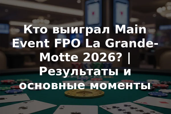 Кто выиграл Main Event FPO La Grande-Motte 2026? | Результаты и основные моменты
