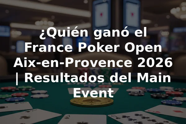 ¿Quién ganó el France Poker Open Aix-en-Provence 2026 | Resultados del Main Event
