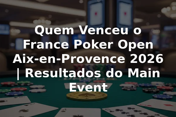 Quem Venceu o France Poker Open Aix-en-Provence 2026 | Resultados do Main Event