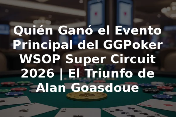 Quién Ganó el Evento Principal del GGPoker WSOP Super Circuit 2026 | El Triunfo de Alan Goasdoue