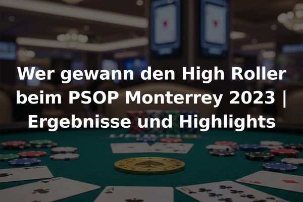 Wer gewann den High Roller beim PSOP Monterrey 2023 | Ergebnisse und Highlights
