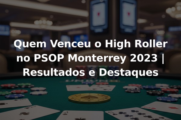 Quem Venceu o High Roller no PSOP Monterrey 2023 | Resultados e Destaques