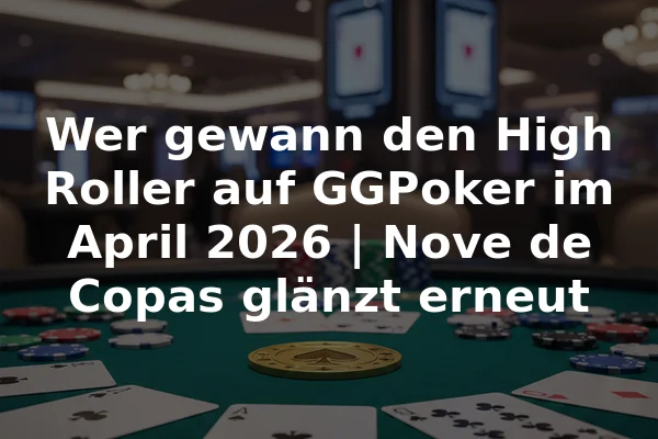 Wer gewann den High Roller auf GGPoker im April 2026 | Nove de Copas glänzt erneut