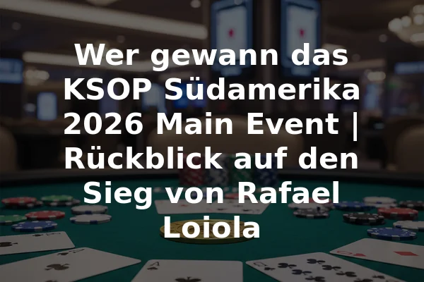 Wer gewann das KSOP Südamerika 2026 Main Event | Rückblick auf den Sieg von Rafael Loiola