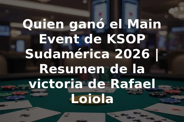 Quien ganó el Main Event de KSOP Sudamérica 2026 | Resumen de la victoria de Rafael Loiola