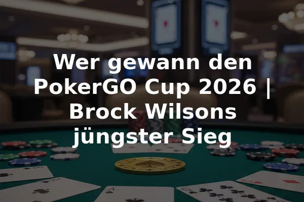 Wer gewann den PokerGO Cup 2026 | Brock Wilsons jüngster Sieg