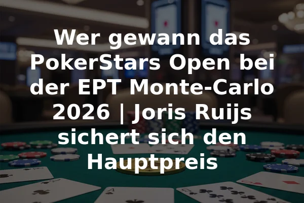 Wer gewann das PokerStars Open bei der EPT Monte-Carlo 2026 | Joris Ruijs sichert sich den Hauptpreis