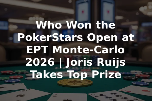 Who Won the PokerStars Open at EPT Monte-Carlo 2026 | Joris Ruijs Takes Top Prize