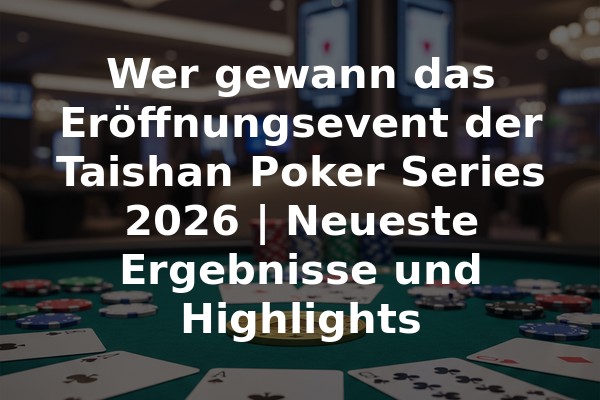 Wer gewann das Eröffnungsevent der Taishan Poker Series 2026 | Neueste Ergebnisse und Highlights