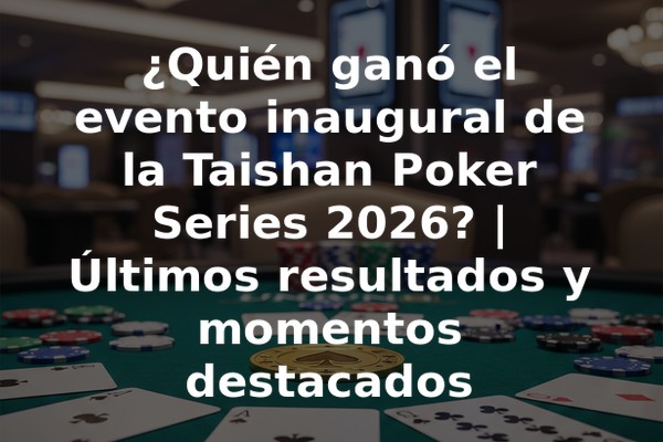 ¿Quién ganó el evento inaugural de la Taishan Poker Series 2026? | Últimos resultados y momentos destacados
